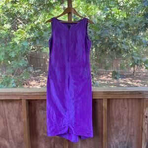 Rozae Nichols Women's Purple Iridescent 100% Silk Midi Dress Size 8